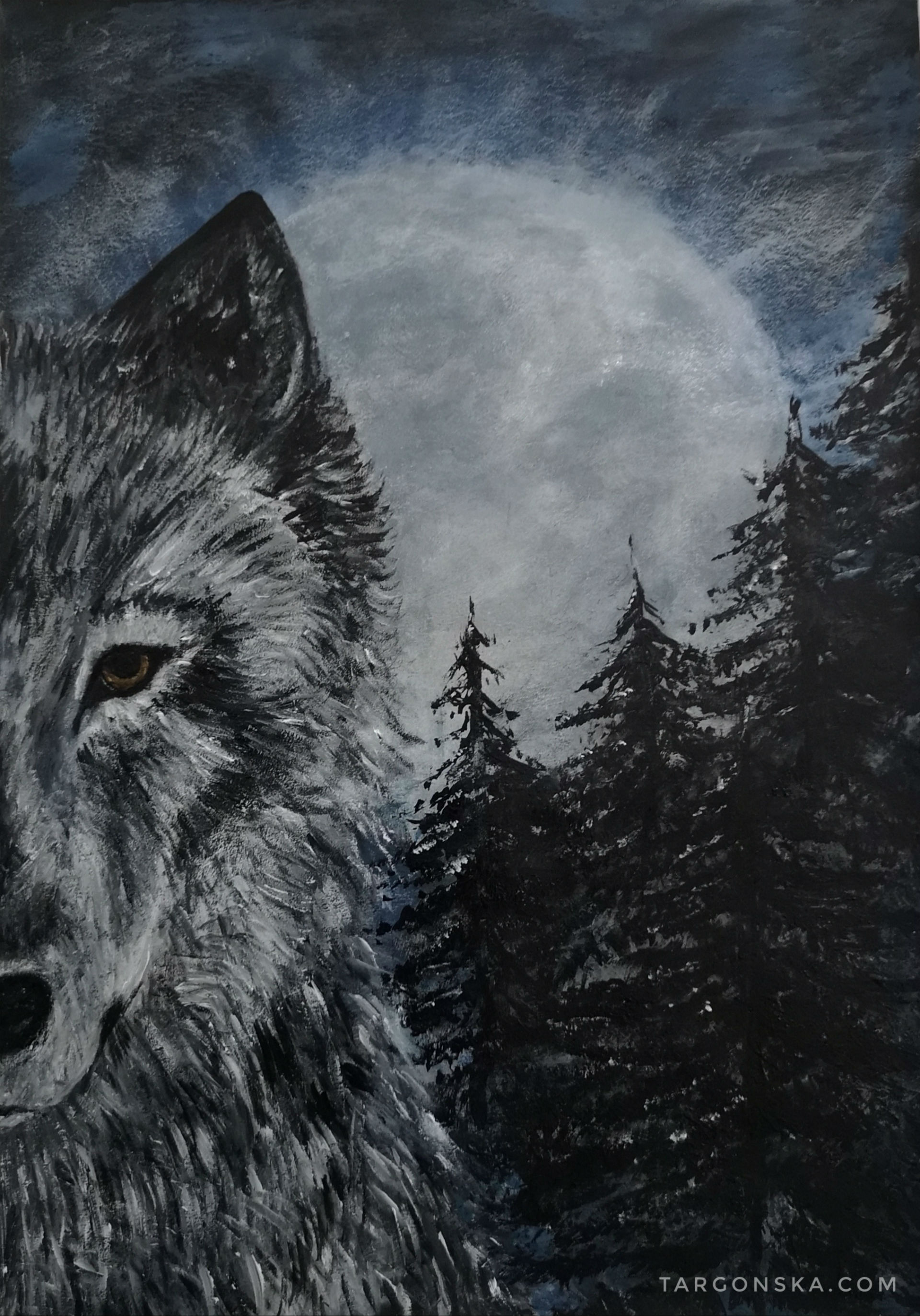 wolf and moon Targonska